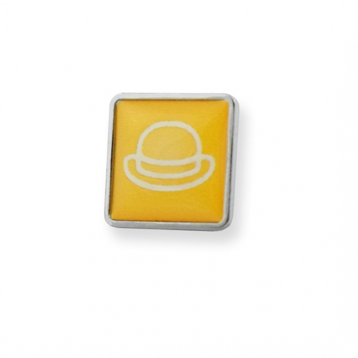 Yellow, custom design pin badge