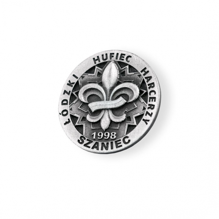 Silver colored metal pins depicting scout organization symbol