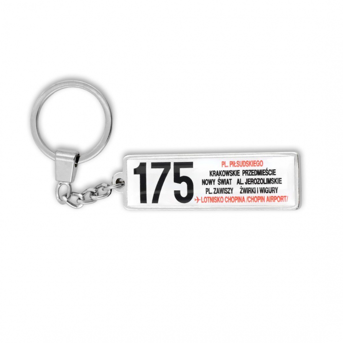 Custom keychain depicting bus line information table