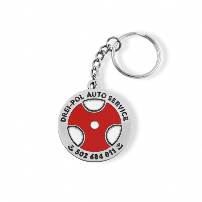 Red enamel custom made company logo keychain