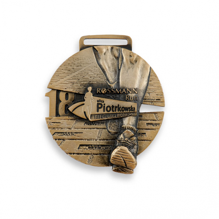 Golden color sports medal produced for Rossmann Run event