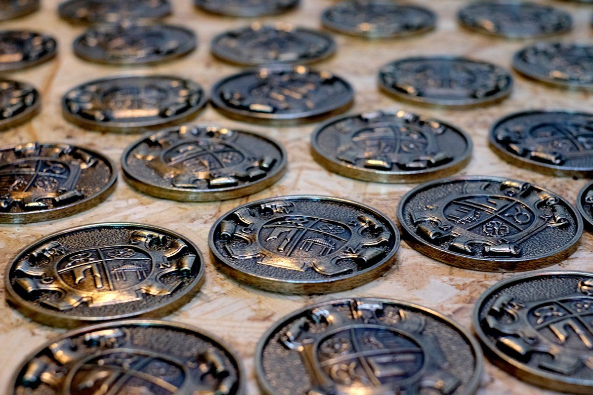 A set of custom cast coins
