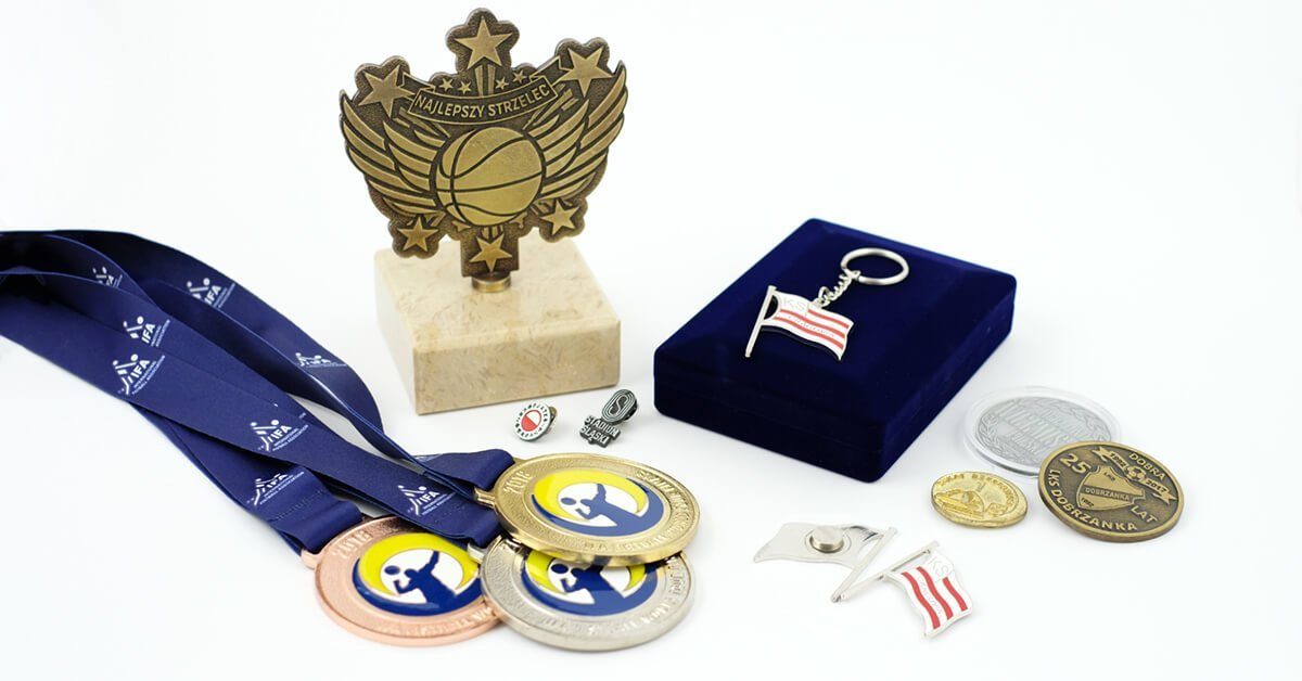 Set of sports trophies and awards